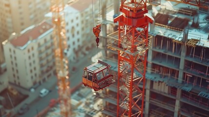 Aufkleber - Construction crane working on large construction site : Generative AI