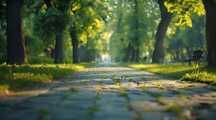 Poster - An empty park alley on a spring day : Generative AI