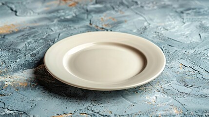 Poster - Empty round ceramic plate on a light texture background Kitchen utensils : Generative AI