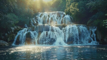 Wall Mural - Amazing Skradinski Buk waterfall in Krka national park Dalmatia Croatia : Generative AI