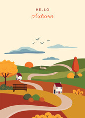 Wall Mural - autumn background with beautiful natural scene for a4 vertical design