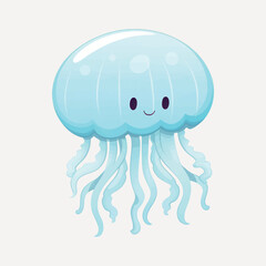 Poster - Adobe ICute smiling cartoon jellyfish