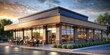© lapeepon - Exterior render of a modern one-story restaurant or commercial building, exterior, render, one-story, restaurant