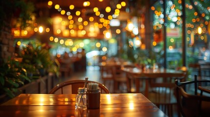 Leinwandbilder - Blur Thai style interior restaurantBackground blurred couter coffee bar Resturant cafe cafe blurred background with bokeh : Generative AI