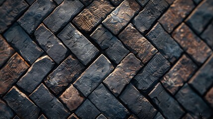 Poster - Herringbone Floor Texture Wall pattern sidewalk flooring pavement paper footpath wallpaper material for cgi : Generative AI