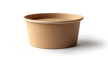 Poster - Disposable kraft paper bowl with plastic lid isolated on white background : Generative AI