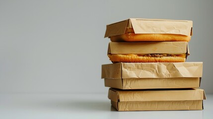 Poster - Stack of fast food Boxes on white Background : Generative AI