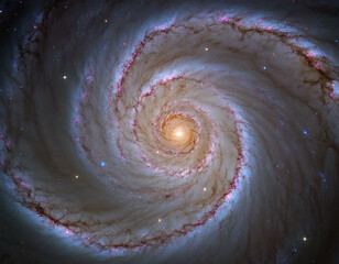 Wall Mural - Spiral galaxy with starry light. Stars and Milky way galaxy. Sci-fi space wallpaper. isolated in dark background