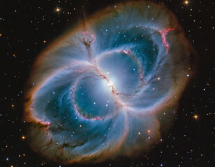 Wall Mural - Southern ring nebula rotating against star field in outer space, astronomy image scene