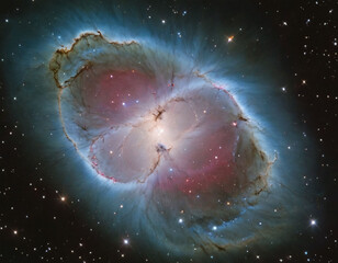 Wall Mural - Southern ring nebula rotating against star field in outer space, astronomy image scene