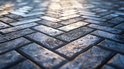 Poster - Herringbone Floor Texture Wall pattern sidewalk flooring pavement paper footpath wallpaper material for cgi : Generative AI