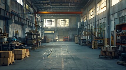 Poster - Large factory workshop space building : Generative AI