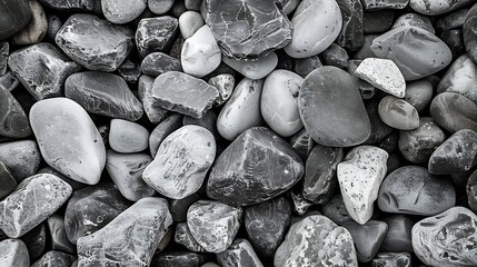 Aufkleber - Small stone texture for background Gravel texture Surface of small pebble stone Black and white : Generative AI