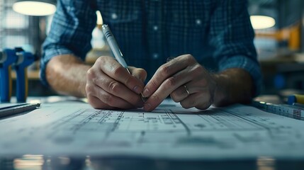 Aufkleber - Civil and construction engineers are working on a blueprint drawing with precision to guarantee a flawless result : Generative AI
