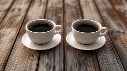 A cozy scene featuring coffee cups arranged on a wooden table. The cups, perhaps in varying styles and colors, are set against the natural grain of the wood, adding a warm and inviting atmosphere.