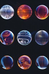 Wall Mural - A collection of colorful spheres on a dark, matte surface