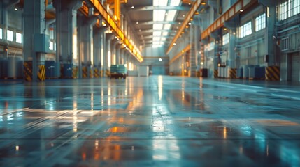 Poster - Clean and empty industrial hall in detail for supporting poles : Generative AI