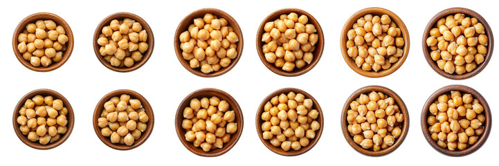  Set of A minimalist image of a single bowl of chickpeas placed isolated on transparent background