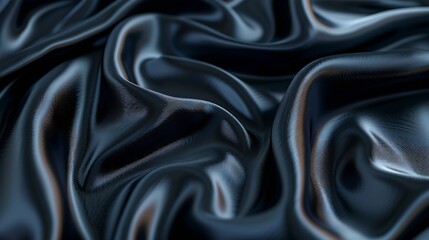 Leinwandbilder - Black gray satin dark fabric texture luxurious shiny that is abstract silk cloth panorama background with patterns soft waves blur beautiful : Generative AI
