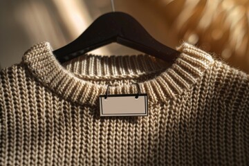 Sticker - A sweater hanging from a hanger in a cozy room, suitable for lifestyle and fashion photography