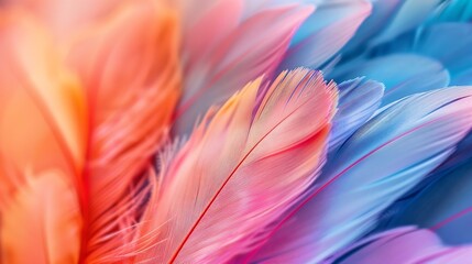 Poster - Colorful feather background Copy space : Generative AI