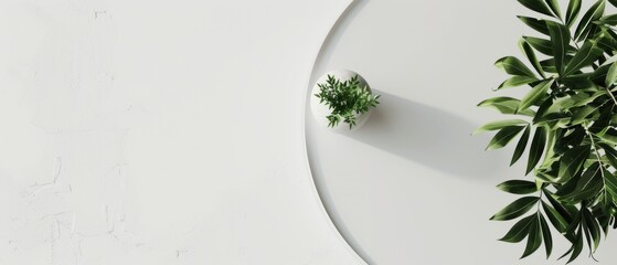 Wall Mural - A white background with a plant in a white vase