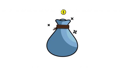 Sticker - Money bag Icon animation 4k