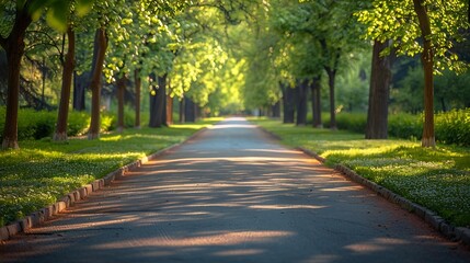 Poster - An empty park alley on a spring day : Generative AI