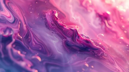 Wall Mural - Abstract Pink and Purple Swirls with Bubbles