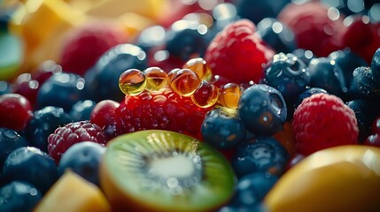 fresh natural fruits vs pills Natural vitamin in fruits vs synthetic vitamin in pills Choice between natural and synthetic way of health care Alternative medicine Closeup : Generative AI