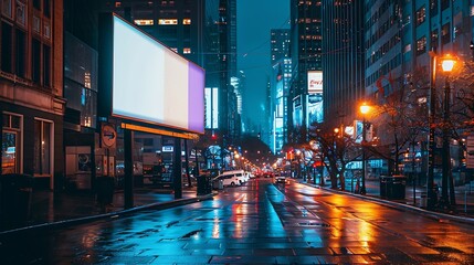 Wall Mural - Billboard advertising mockup street and night background : Generative AI