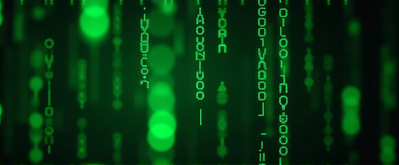 matrix-style digital rain with green binary code