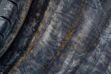 Wall Mural - Bird s eye view tire burnout marks on asphalt road and race track