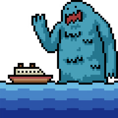 Sticker - pixel art of sea giant creature