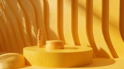 Wall Mural - Yellow Aesthetic: Minimalist Product Display