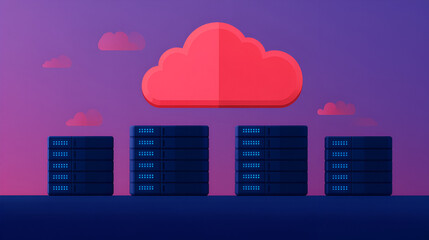 Wall Mural - Cloud Computing Illustration: Securely Store and Manage Your Data in the Cloud