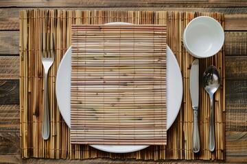 Wall Mural - Overhead view of blank placemat for custom design