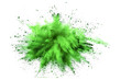 © Pangestu - bright green paint color powder festival explosion burst isolated white background.