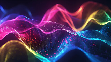 Futuristic technology wave background with glowing particles 3d rendering,3d rendering of abstract digital background with connecting dots and lines,Vibrant neon waves pulsating to the rhythm

