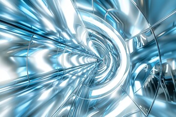 A futuristic metallic background with sleek silver and blue reflections