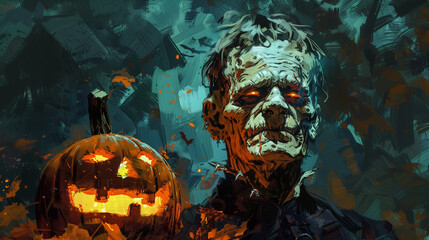 Wall Mural - Frankenstein monster background for halloween