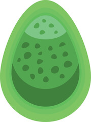 Wall Mural - Cartoon illustration of an avocado cut in half, showing the seed and pulp