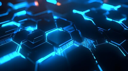 Wall Mural - 2. Futuristic abstract geomatics background with interlocking polygons and soft glows