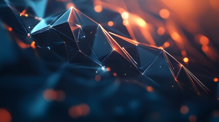 Wall Mural - 2. Futuristic abstract geomatics background with interlocking polygons and soft glows