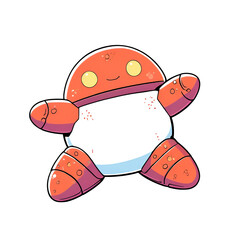 Poster - A cartoonish robot with a white belly and red legs