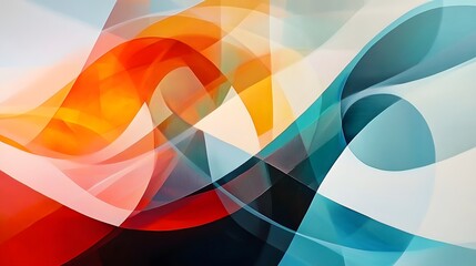 Wall Mural - 15. Geometric abstraction featuring fluid shapes and layered transparency
