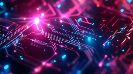 Wall Mural - 31. High-tech abstract geomatics with interconnected circuits and bright highlights