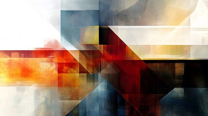 Wall Mural - 33. Geometric abstraction with fragmented shapes and layered transparency