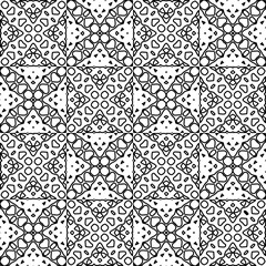 Vector pattern with symmetrical elements . Modern stylish abstract texture. Repeating geometric tiles from striped elements.Black and white pattern.