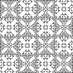 Vector pattern with symmetrical elements . Modern stylish abstract texture. Repeating geometric tiles from striped elements.Black and white pattern.